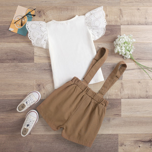 Vêtements d'été pour filles, t-shirt à manches courtes à volants, combinaison en jean, tenue pour bébé, ensemble de 2 pièces, costume d'été, vêtements pour filles - Product Image 3