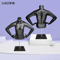 Mannequin buste sport grande taille en fibre de verre pour sous-vêtements et vêtements, demi-corps homme femme, noir et gris, sans tête