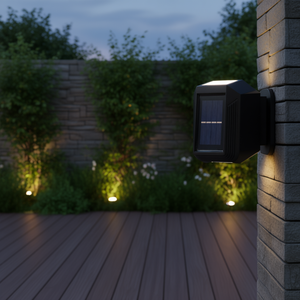 Lámpara de pared para exteriores con energía solar, LED blanco cálido de 3500K, iluminación ascendente y descendente para jardín, patio, terraza y valla - Product Image 2