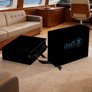 Boîte cadeau personnalisée en carton ondulé noir magnétique, boîte de luxe pour perruque tressée, extensions de cheveux pour femmes - Product Image 1