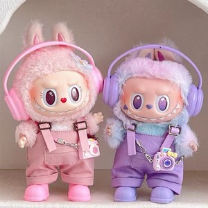 Ropa para Muñecas de 17 cm, Muñecas de Peluche Rosas y Moradas con Auriculares, Overoles, Accesorios de Cámara, Versión Q de Dibujos Animados - Product Image 1