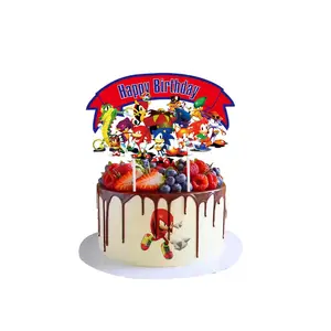 Sonic chàng trai sinh nhật đảng trang trí thiết lập trẻ em của Đảng Giấy Cupcake toppers Cốc Giấy Bộ đồ ăn tùy chỉnh dịch vụ