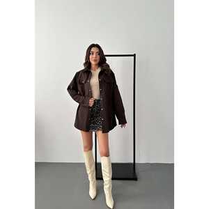 Blusas y Camisas de Gabardina Marrón para Mujer, Producto al por Mayor - Product Image 4