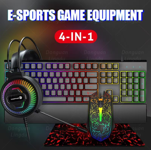 Clavier RGB lumineux, <span class=keywords><strong>casque</strong></span>, tapis de souris, combo 4-en-1, clavier mécanique et souris, kit de jeu quatre-en-un - Product Image 3
