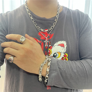 Men's Stainless Steel Cross Pendant <b>Necklace</b> Geometric Design Punk Retro Style 120193 - Product Image 4