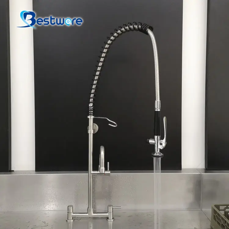 Professional Industrial Stainless Steel Kitchen Faucet Taps High Quality Brushed Surface for Commercial Projects