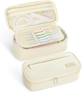 Estuche para lápices de gran capacidad con cremallera para útiles escolares y de oficina, unisex, color rosa - Product Image 2