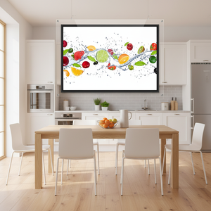 Elegant Fruits Splash Art Deco Panel <b>Canvas</b> Print Modern Kitchen Wall Art Hanging Clear <b>Framed</b> <b>Canvas</b> - Product Image 3