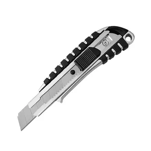 Cuchillo de corte de seguridad con mango de goma ABS y TPR, cortador de aluminio de utilidad retráctil automático