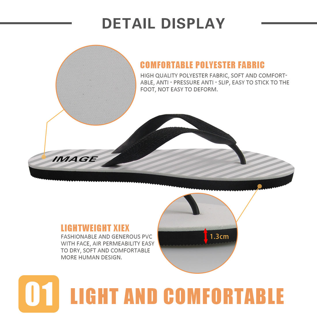 Custom Logo Printing PE PVC Filp Flops Women Men Non-slip Rubber Beach Slippers