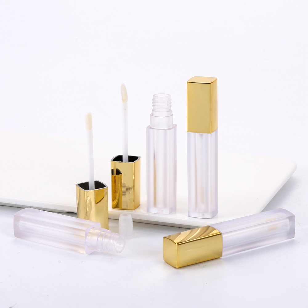 Custom Logo Empty Transparent Lip Gloss Tube Gold