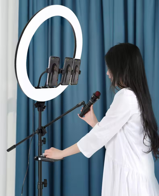 Professional 21" Ring Light with 2M Tripod Stand, 3 Phone Holder, Wireless Remote, 50W LED