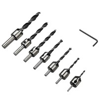 7pcs 3-Point Woodworking Countersink Drill Bits Set, Woodworking Chamfer Bits, 3mm-10mm High Carbon Steel Countersink Bit Set