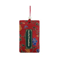 Nouvel An Chinois - Festival des Bateaux-Dragons - Sachet en Brocart à Motif Dragon avec Pompon Rouge et Jaune - Forme Rectangulaire - À Porter au Cou