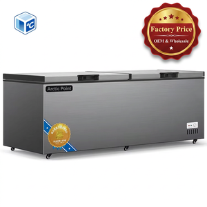 Congélateur coffre à deux portes en acier inoxydable CE ETL, congélateur horizontal commercial à double température pour la maison - Product Image 1