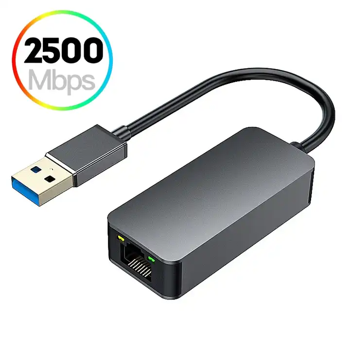 2500Mbps USB C 2.5G External Gigabit Ethernet Adapter Type C To RJ45  Converter Ethernet Lan Adapter