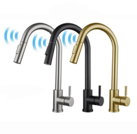 Robinet de cuisine moderne en acier inoxydable 304 Smart Touch avec capteur d'eau chaude automatique, mélangeur chaud et froid