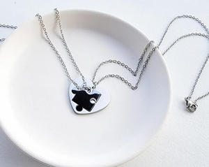 Collier en acier inoxydable sans ternissement, cœur en forme de puzzle doré, bijoux assortis pour mère, fille, sœurs, couple, cadeau d'anniversaire - Product Image 4