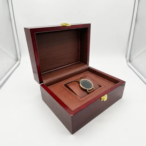 Boîte en bois rouge élégante, directement de l'usine, prête à offrir, conteneur de rangement multifonctionnel pour montres - Product Image 6