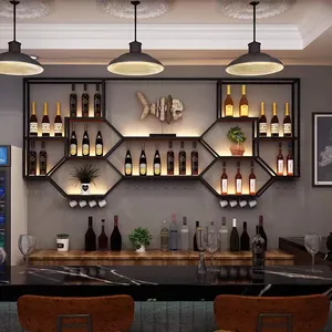 호텔 바 레스토랑의 상업용 스테인레스 스틸 와인 병 또는 컵 홀더 및 와인 컵 보관을위한 친환경 금속 와인 랙