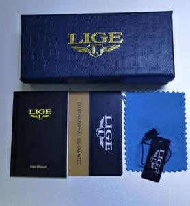 Lige <b>Boxing</b> Lige Watch Boxes Blue Color Box With Warranty Card Manual Cleaning Cloth Set Paper Packaging Luxury <b>Gift</b> Package - Product Image 4