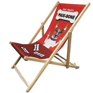 Cheap Outdoor Wood Canvas Chair Foldable Beach Lounge Chair with Adjustable Height Folding Beach Chairs