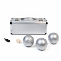 Jeu de pétanque 7 mm d'épaisseur, 3 boules argent mat, jeu de boules en alliage d'aluminium, jeu de pétanque pour extérieur et jardin