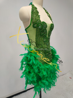 Ocstrade Nouvelle Couleur Brillant Vert Quinceanera Robes D'anniversaire Femmes Sexy Strass Plume Cristal Vert De Luxe Gala Club Robe