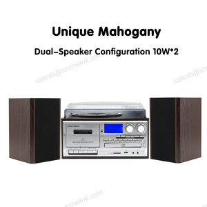 Tocadiscos para Vinilo con Altavoces Externos, Tocadiscos con Correa de Transmisión, Altavoces Estéreo Dobles, Soporte para LP Vintage, 3 Velocidades, Inalámbrico - Product Image 3