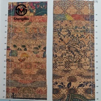 Tissu en cuir PU souple imprimé grain de bois style ethnique, en liège naturel Boximi vintage, pour bagages et portefeuilles
