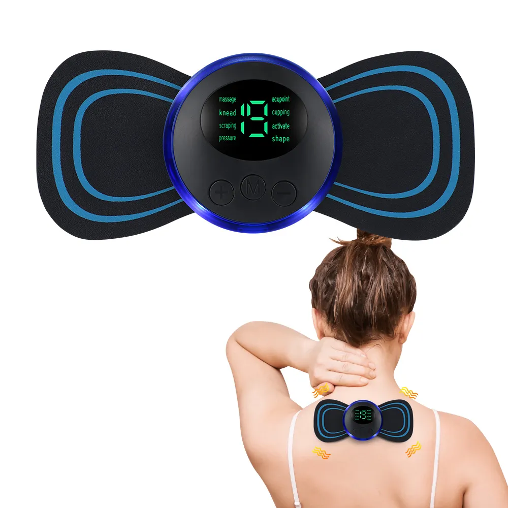 Pantalla LCD portátil Estimulador muscular de pulso eléctrico Parche de masaje cervical EMS Masajeador de cuello para aliviar el dolor