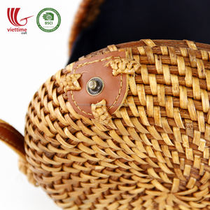 Nueva Bolsa redonda de ratán Natural con tela en el interior según lo solicitado, venta al por mayor - Product Image 2