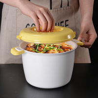 GREENSIDE Cuiseur à riz professionnel, grande capacité, compatible micro-ondes, boîte repas multifonction isolante en plastique 2.1-3L