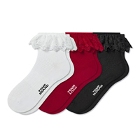 Chaussettes courtes pour femmes à séchage rapide, anti-bactériennes, en coton de bambou, respirantes, avec logo personnalisé, écologiques, à volants en dentelle – Grande Vente