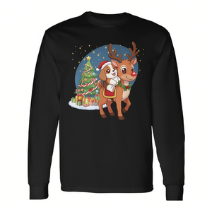 T-shirt à manches longues pour chien chiot Beagle, Père Noël monté sur un renne, Noël - Product Image 2