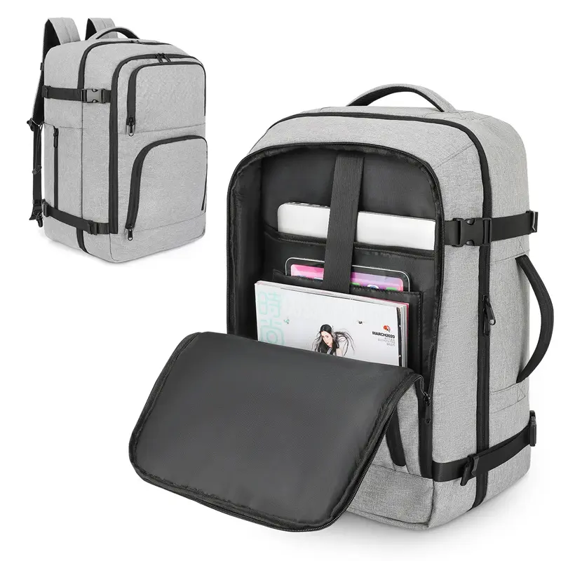 Mochila GRANDE y extensible para hombre y mujer, mochila de viaje de 40L, aprobado por vuelo