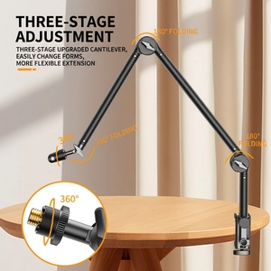 Support de micro articulé avec interface de fixation à vis 3/8 pouces pour diffusion en direct, support de microphone réglable à extension 3 sections - Product Image 4