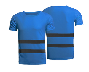 Camiseta reflectante de seguridad para hombre, ropa de trabajo de alta visibilidad, color azul, fluorescente, de manga corta con cuello tipo polo - Product Image 1