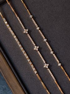 Xinfly Luxury 18K <b>Solid</b> <b>Gold</b> Tennis Bracelet Natural Diamond Pave Setting Custom Fine Jewelry for Women Wedding Gift - Product Image 3