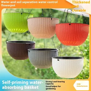 Jardinière suspendue murale pour plantes succulentes et chlorophytum-Panier en <span class=keywords><strong>plastique</strong></span>/résine <span class=keywords><strong>tressé</strong></span> durable pour balcon et décor de jardin intérieur - Product Image 3