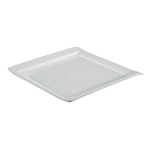 Vente en gros de plats de restaurant nordique Assiette de présentation en mélamine carrée blanche de 10 pouces - Product Image 3
