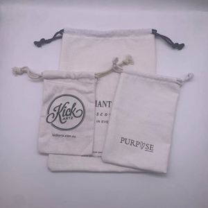 Sac à poussière en toile de coton sergé recyclable avec cordon de serrage pour bijoux et chaussettes - Emballage personnalisable - Product Image 5