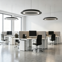 Lustre suspendu LED multi-anneaux en feutre PET à persiennes, insonorisant, en métal mixte, pour atrium et salon