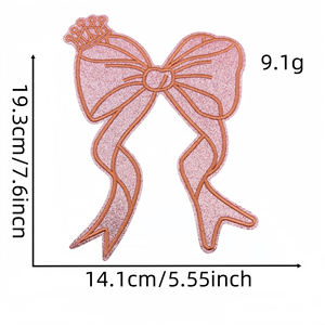 Оптовая продажа, железный бант на боку, блестящая вышитая нашивка, розовая вышитая блестящая нашивка для шляпы, украшения одежды - Product Image 3