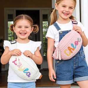 <b>Personalised</b> Waist <b>Bag</b> with Cotton Rope Woven Name, Custom Plush Shoulder <b>Bag</b>, Casual Lightweight Travel Crossbody <b>Bag</b> for Girls - Product Image 3