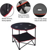 Table ronde pliante de camping en toile WOQI, moderne, portable, petite, pour pique-nique, avec 4 porte-gobelets, mobilier d'extérieur