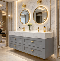 Meuble de salle de bain mural moderne à 4 tiroirs, armoire de salle de bain en PVC pour un rangement propre et pratique
