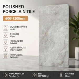 Carrelage en porcelaine Foshan 600x1200mm, blanc super moderne, corps pleine masse, finition ultra brillante, surface ultra plate, double absorption zéro, pour villas et espaces commerciaux - Product Image 1