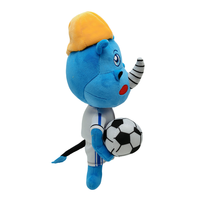 Peluche personnalisée OEM ODM en forme de rhinocéros, personnage de dessin animé de football, poupée en peluche, mascotte d'équipe sportive, logo personnalisé