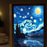 Lampe de nuit populaire sur TikTok, série ciel étoilé de Van Gogh, peinte à la main, en acrylique, style dessin animé, transfrontalière